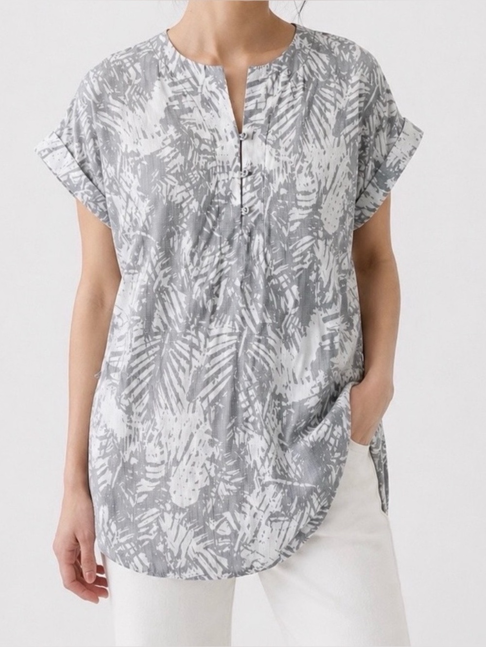 Royal Robbins Woman Gray Botanical Lightweight Tunic Dress Top XS Coastal Comfy
